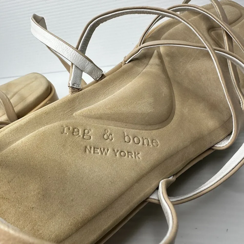 Rag & Bone Flatform Sandals 10 Strappy Minimalist Festival Neutral Tan Logan